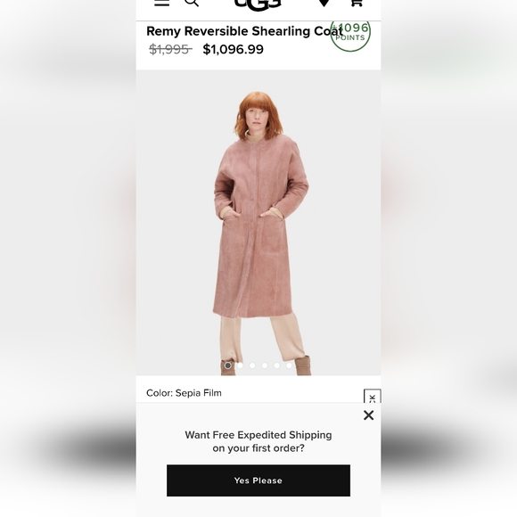 UGG Remy Reversible Shearling Coat. Retail Price$1'995  Color:sephia film. - Picture 15 of 15